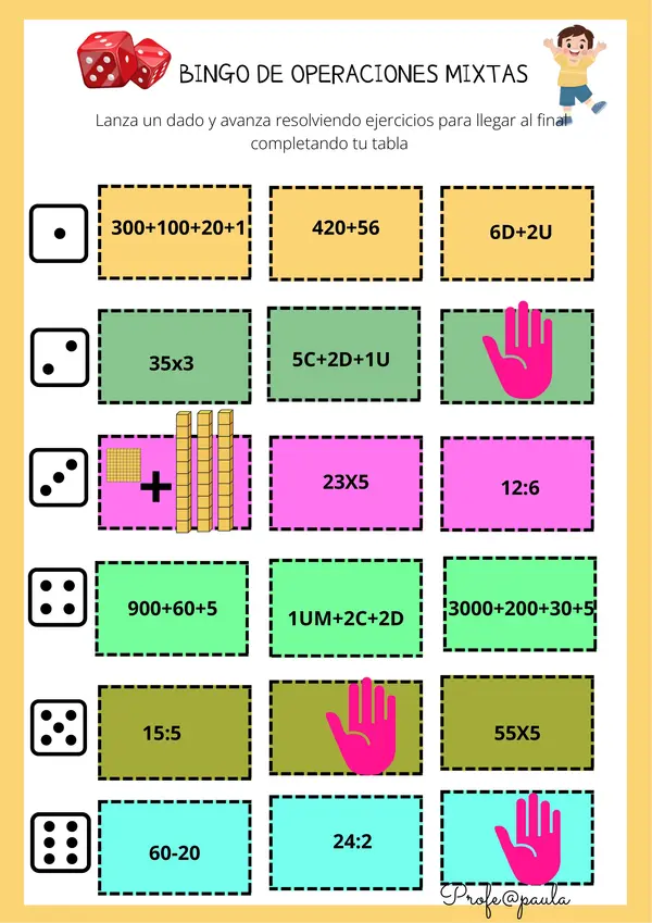 BINGO DE OPERACIONES MIXTAS 