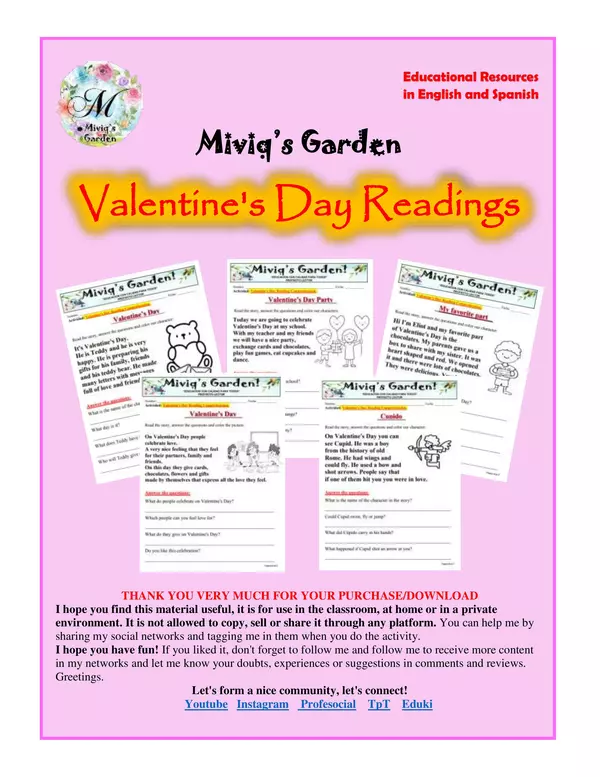 Mini Valentine s Day Stories Reading Comprehension Profe social