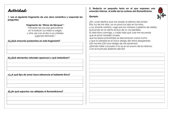 Guía de trabajo - El Romanticismo en la literatura