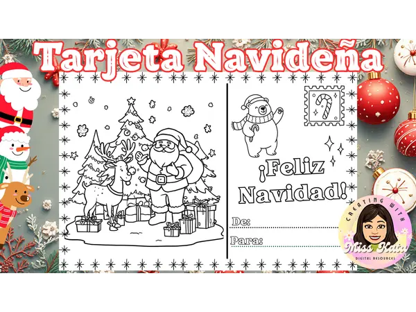 Tarjeta Navideña para colorear