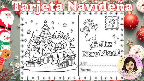 Tarjeta Navideña para colorear