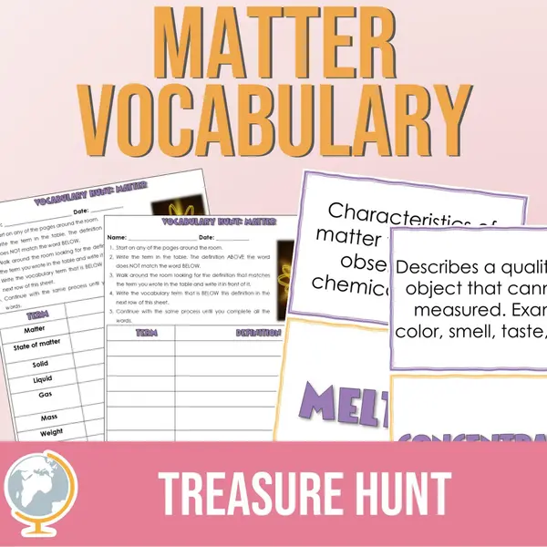 Matter Vocabulary Treasure Hunt