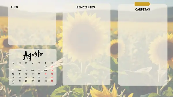 Fondo de Pantalla Organizador para PC – Apps, Carpetas y Pendientes + Calendario Mensual