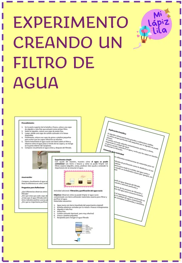 EXPERIMENTO CREANDO UN FILTRO DE AGUA