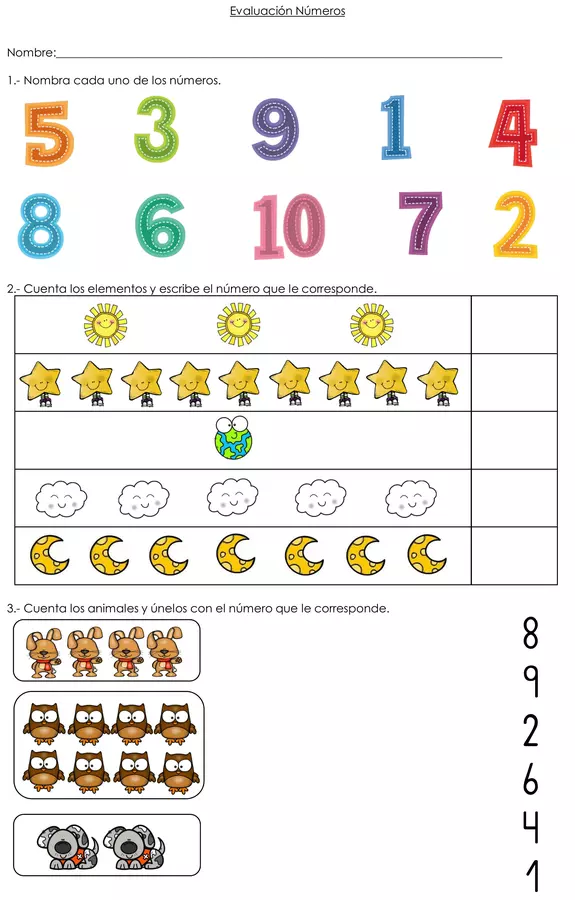 Evaluación Números hasta 10