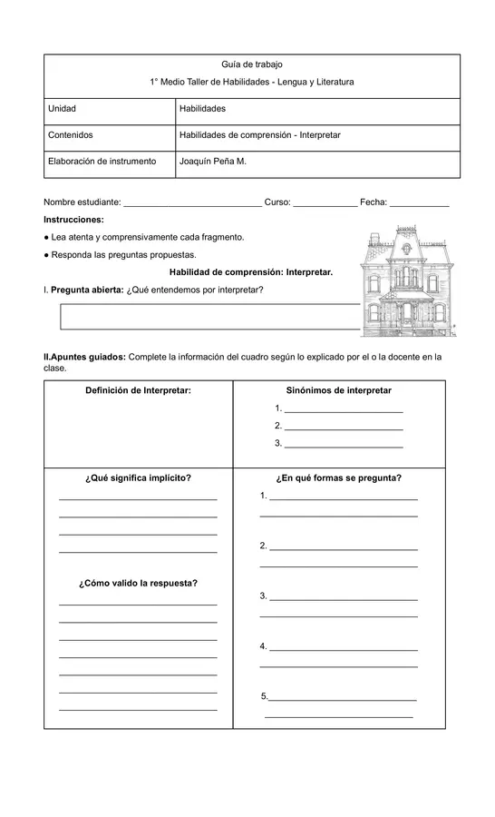 Guía habilidad de comprensión "Interpretar"