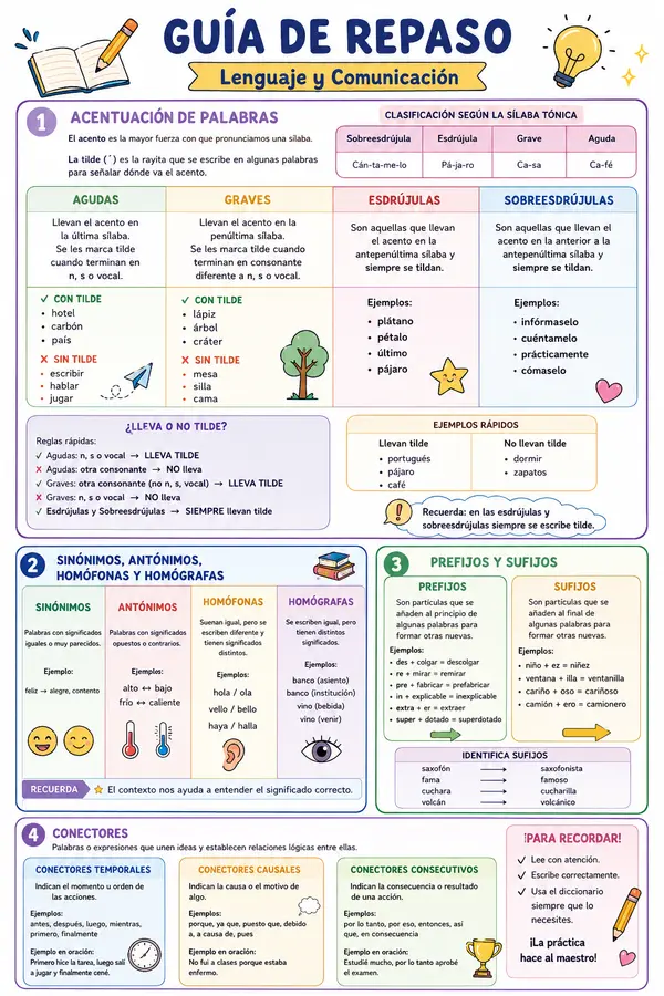 Guía de repaso acentuación de palabras
