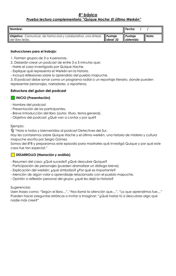 Evaluación lectura complementaria 