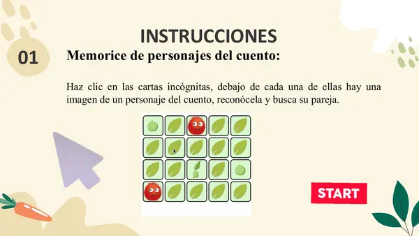 memorice cuento: Hay que comer hortalizas