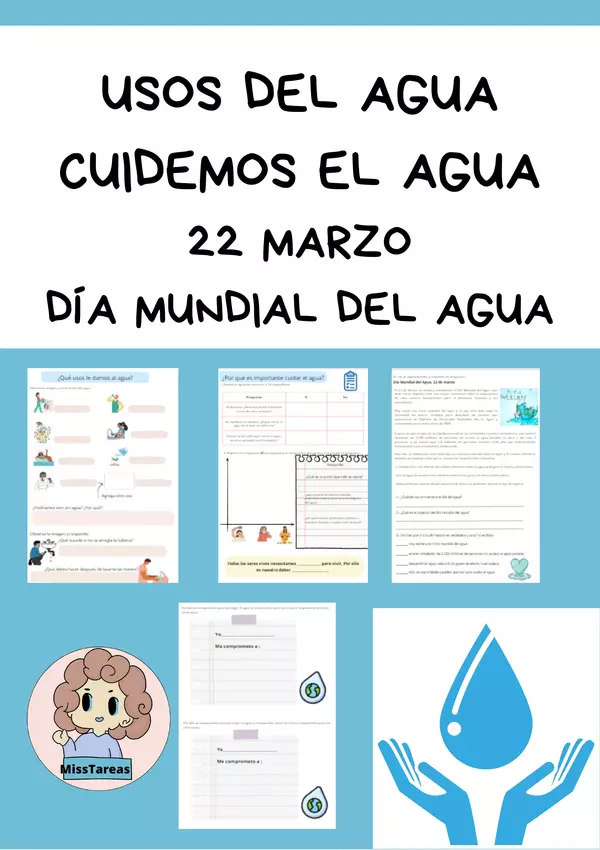  Ficha de Trabajo Educativa sobre Usos y Cuidado del Agua."