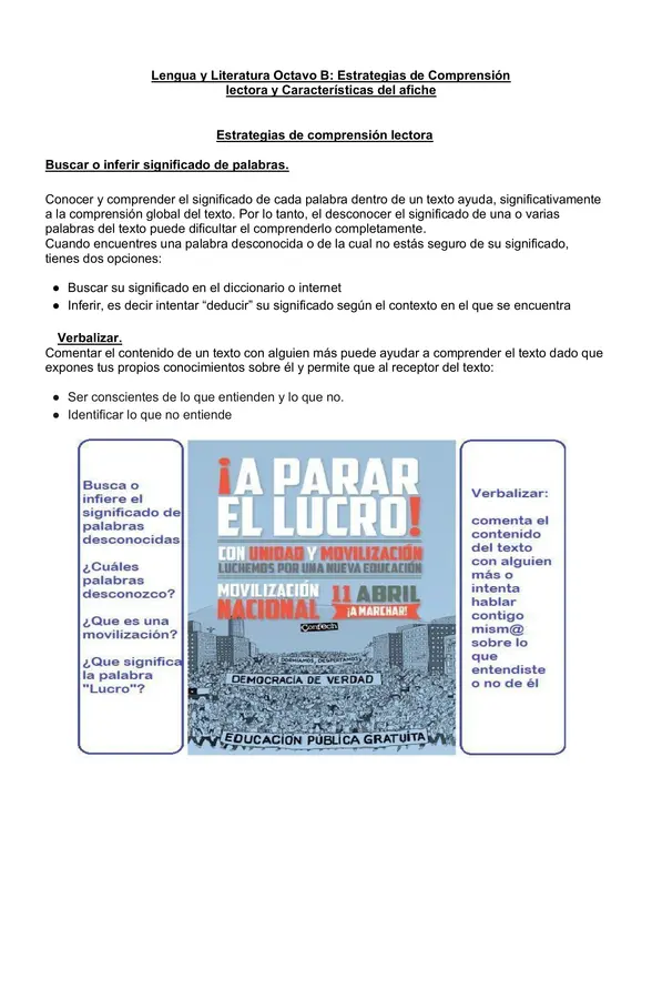 Estrategias de comprensión lectora -  Afiches 