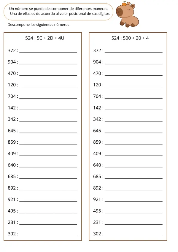 Valor posicional, Matemática, Numeros hasta 1000