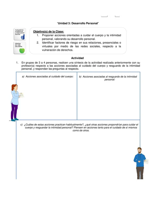 Guia de Orientacion 7 Basico: Cuidado del Cuerpo e Intimidad Personal