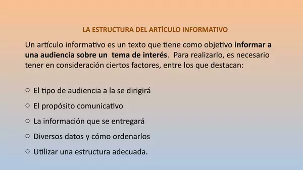 Presentacion Escritura Articulo Informativo, sexto basico, lenguaje unidad 4