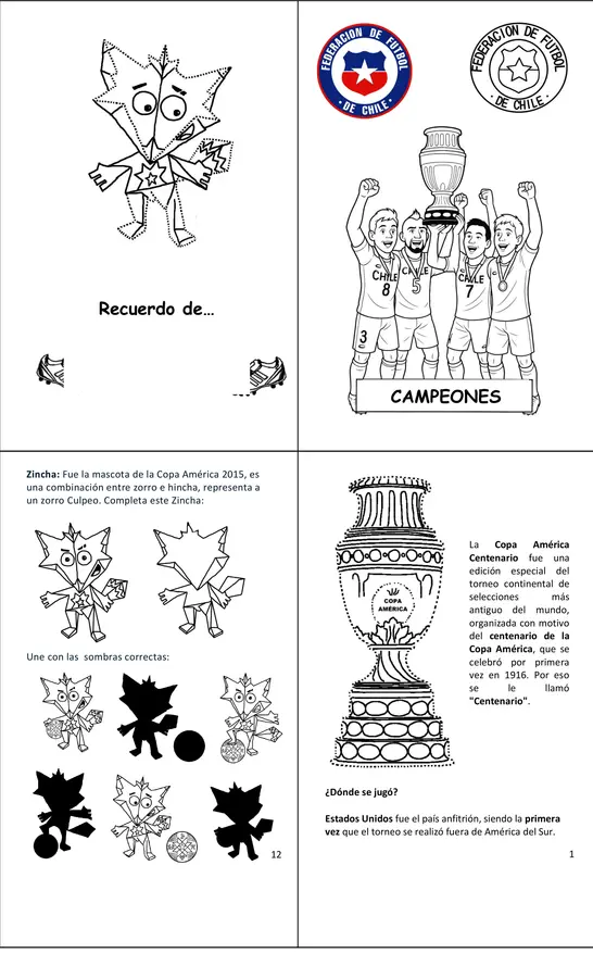 Libro de actividaddes y para colorear "La Copa América 2015"