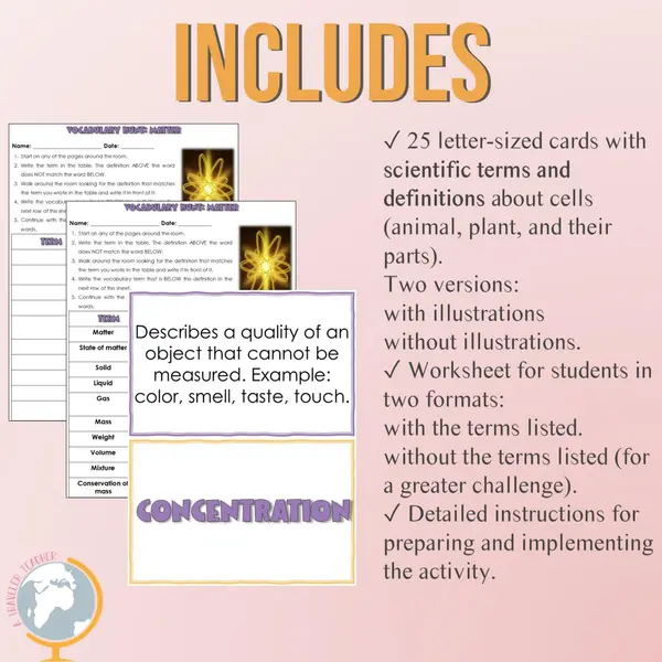 Matter Vocabulary Treasure Hunt