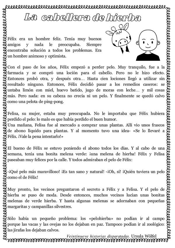 Guía de comprensión "La cabellera de hierba"