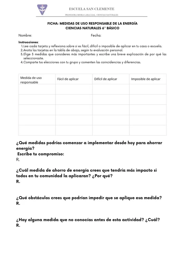 Medidas uso responsable de energía