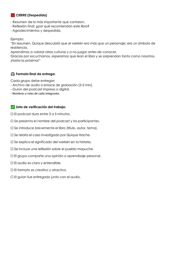 Evaluación lectura complementaria 
