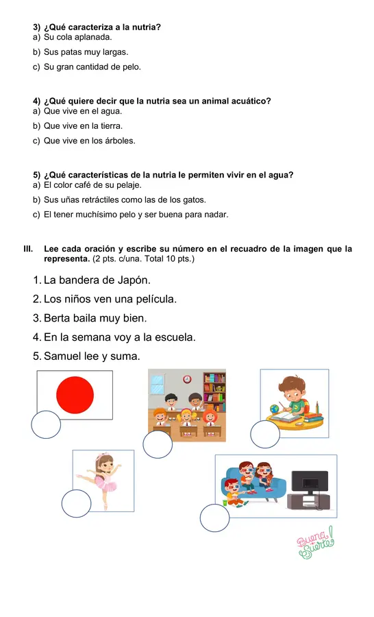 Prueba de Lenguaje Unidad 3 Primero básico