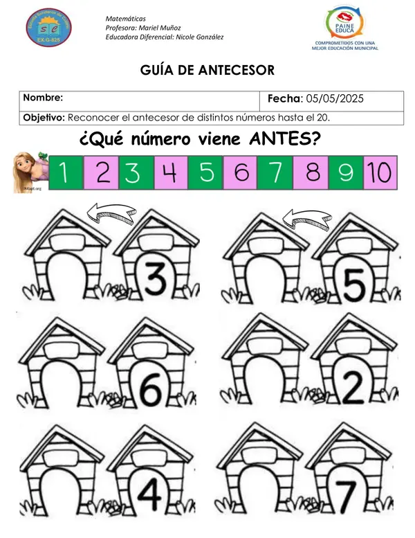 Guía de aprendizaje: Antecesor.