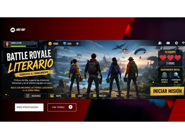 Juego literario estilo Free Fire: desafíos, escudos y misiones para Lenguaje