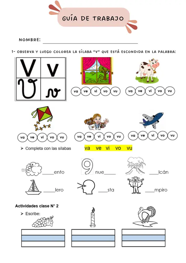 GUÍA LECCIÓN COCINA - VASO - HIJO - MUÑECA