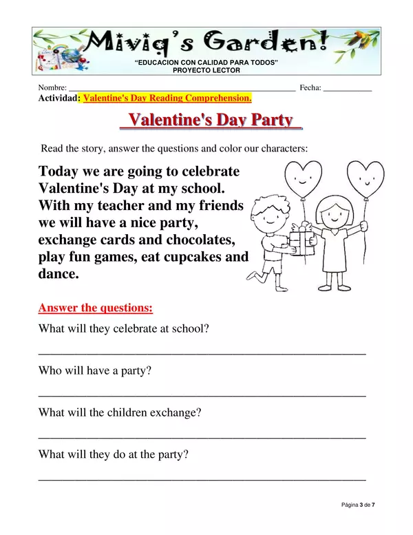 Mini Valentine s Day Stories Reading Comprehension Profe social