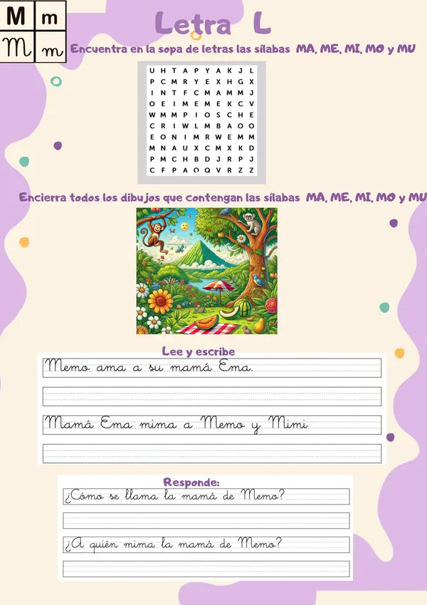 Cuadernillo repaso letra M, L, P, S, D y T