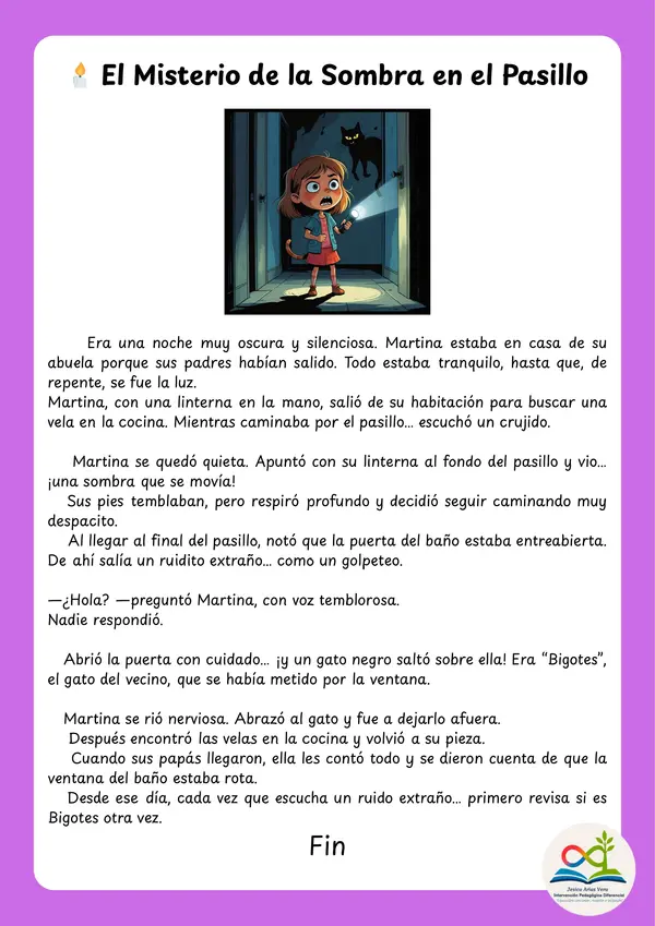 Comprensión Lectora "El Misterio de la sombra en el pasillo"