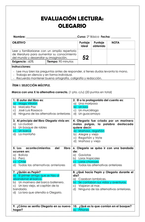 Prueba Lectura - Olegario