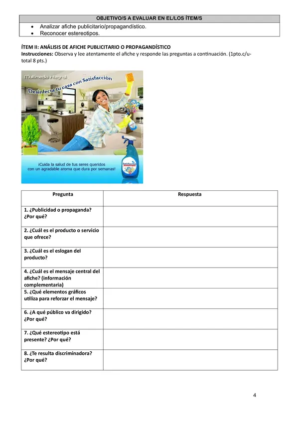 Evaluación Unidad 4 Séptimo básico: La identidad, quién soy y cómo me ven los demás
