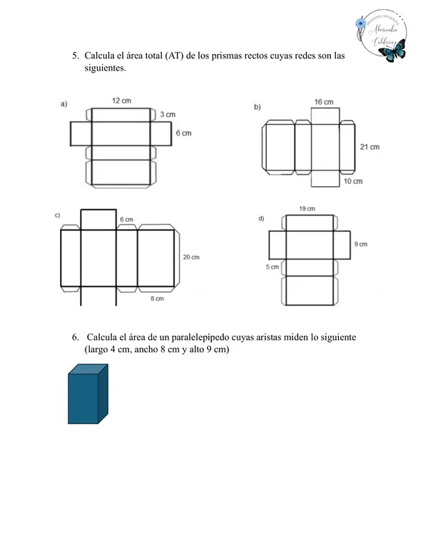 Área de la superficie y volumen de cubos y paralelepípedos