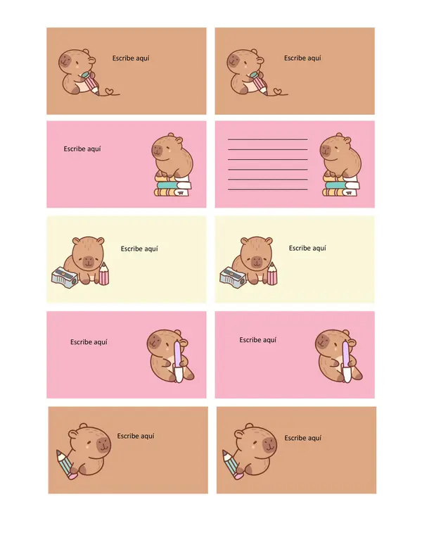 Etiquetas editables capibara 