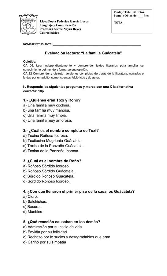 Prueba libro la familia guacatela 