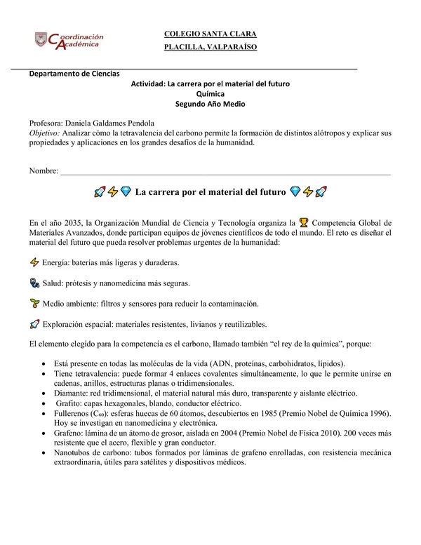 Actividad: Alótropos del carbono