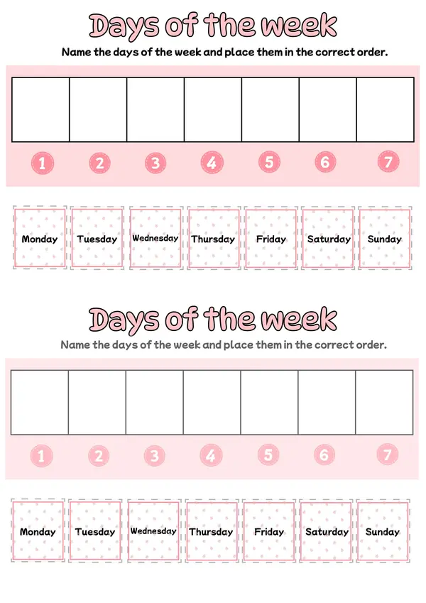 Days of the week- vocabulary activity 