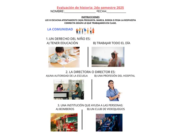 Evaluación adaptada de Historia