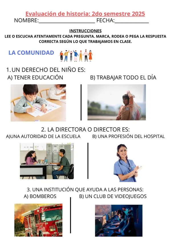 Evaluación adaptada de Historia