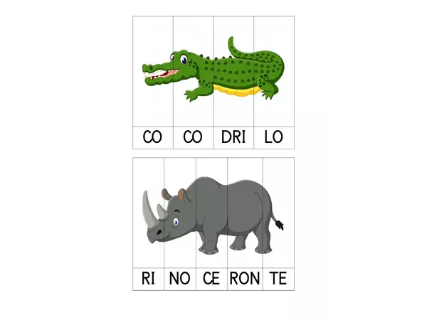 Puzzle animales de 4 y 5 sílabas 