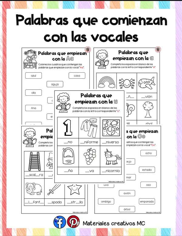 Palabras que comienzan con las vocales