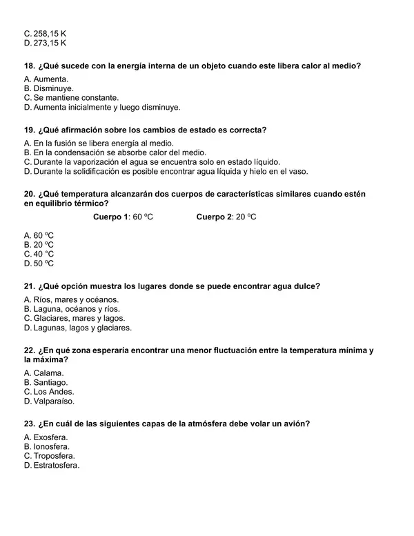 Evaluación de ciencias segundo semestre 6° año básico.