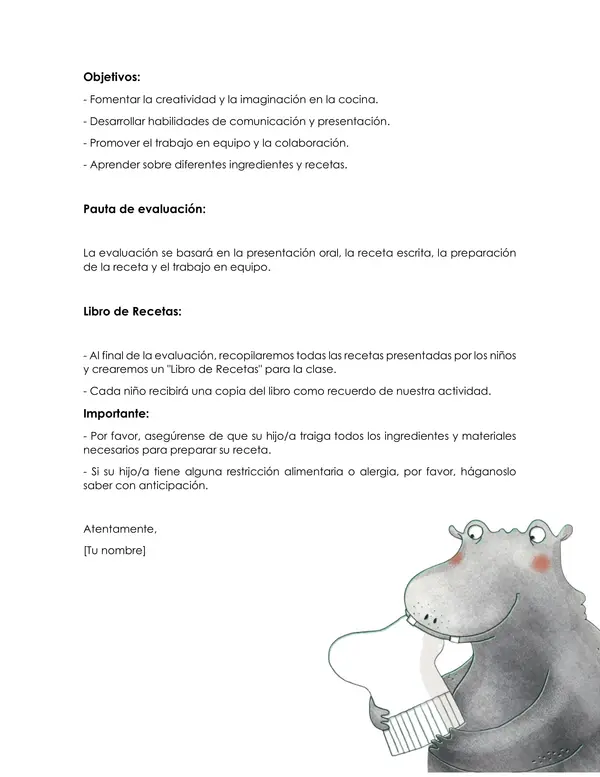 Prueba de lectura complementaria "Humberto en la cocina"