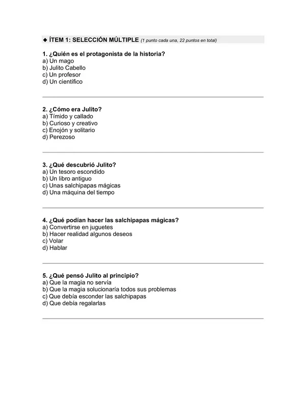 Prueba del libro "Julito Cabello y las salchipapas mágicas" (Esteban Cabezas)