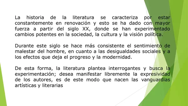 PRESENTACION LITERATURA CONTEMPORANEA, lenguaje, cuarto medio