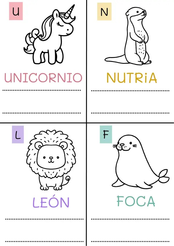 Mini-libro: Aprendo las letras con animales tiernos