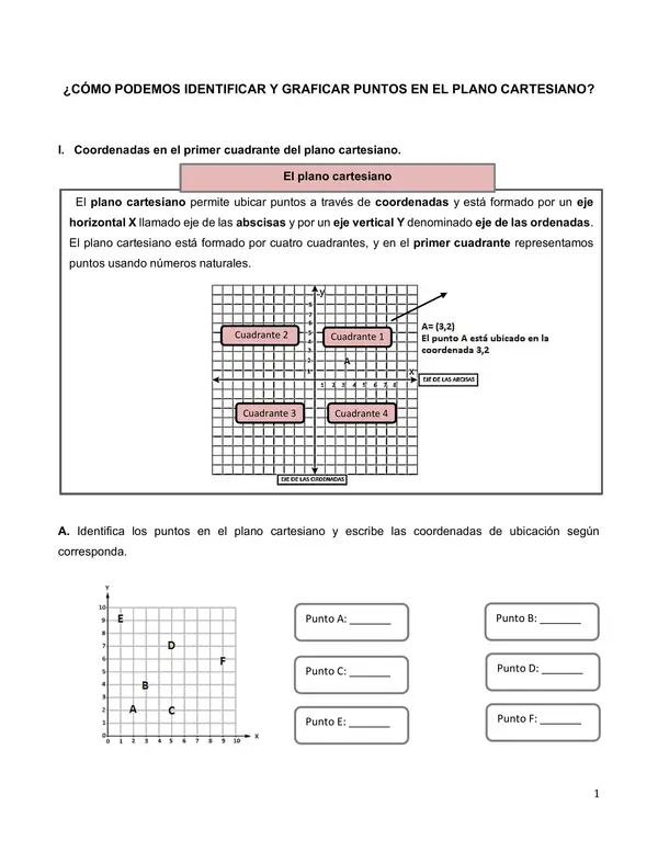 GUIA DE ESTUDIO: PLANO CARTESIANO