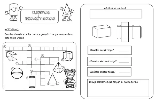 Fichas de cuerpos geométricos para completar
