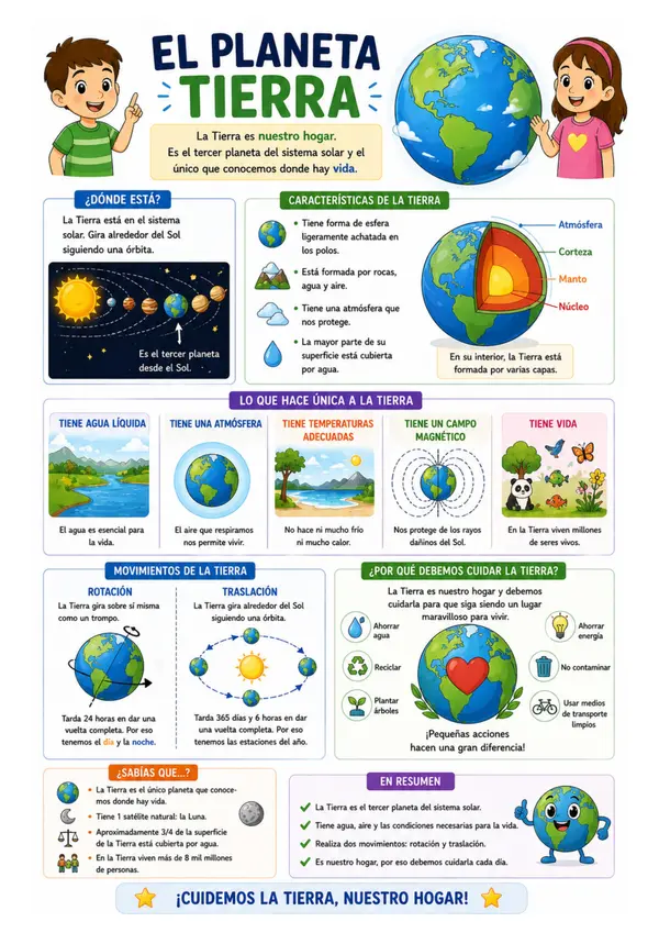  Infografía "El Planeta Tierra" – Lámina educativa para niños 