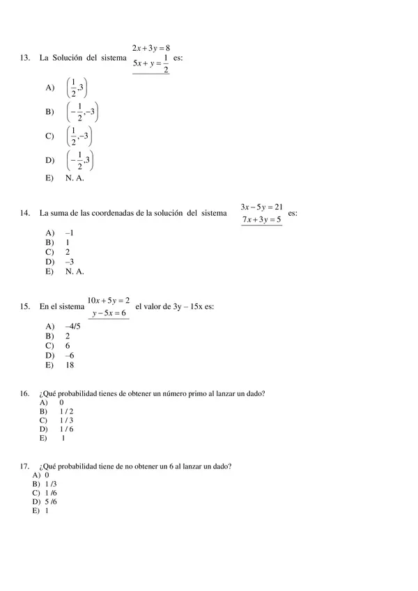 Evaluacion Diagnostica TERCERO medio, MATEMATICAS, con soluciones categorizadas